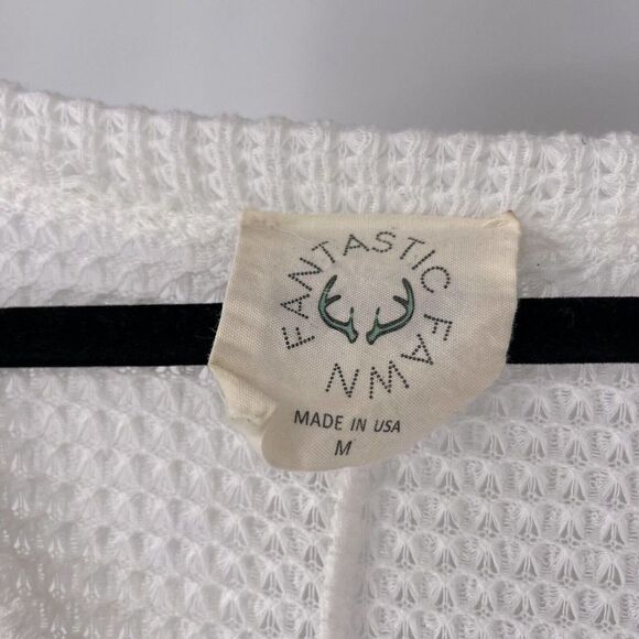 Waffle Knit V Neck Long Sleeve White Fantastic Fawn Top Size M Long Sleeve Basic - Picture 6 of 7